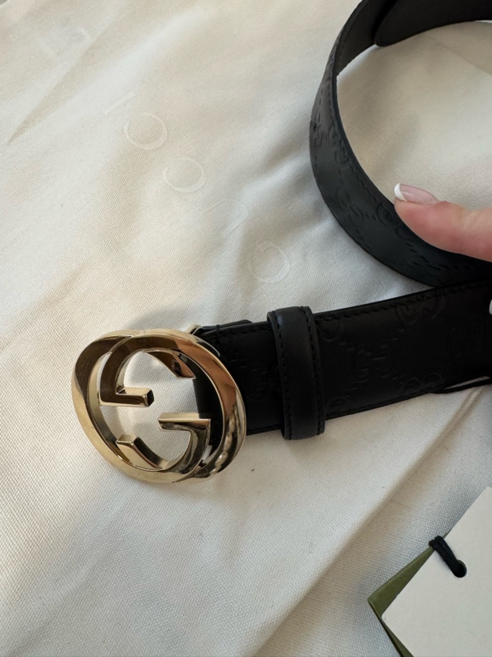 Gucci GG Marmont Thin Belt in Black GG Embossed Leather